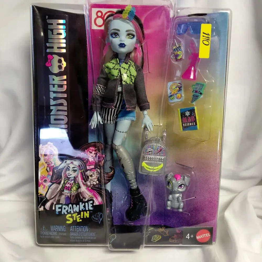 Monster High Frankie Stein Doll Denim Jacket Shorts  Pet Dog Watzie NWT